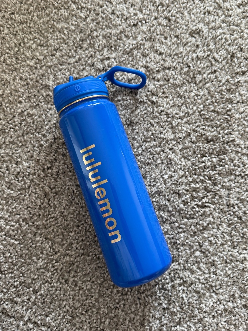 lululemon athletica Blue Stainless Water Bottle with Silver Logo